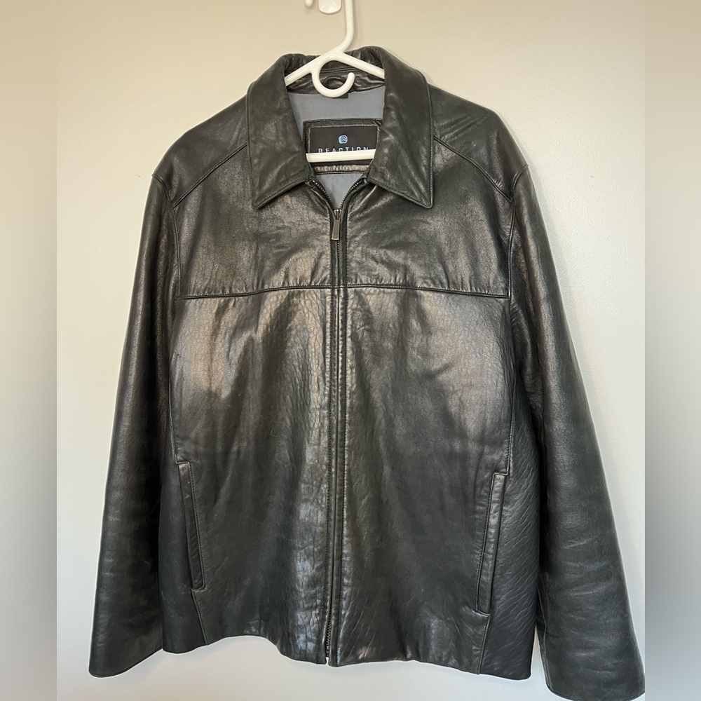 Kenneth Cole Reaction Classic Men's Black Leather Jacket Size L - Picture 6 of 12